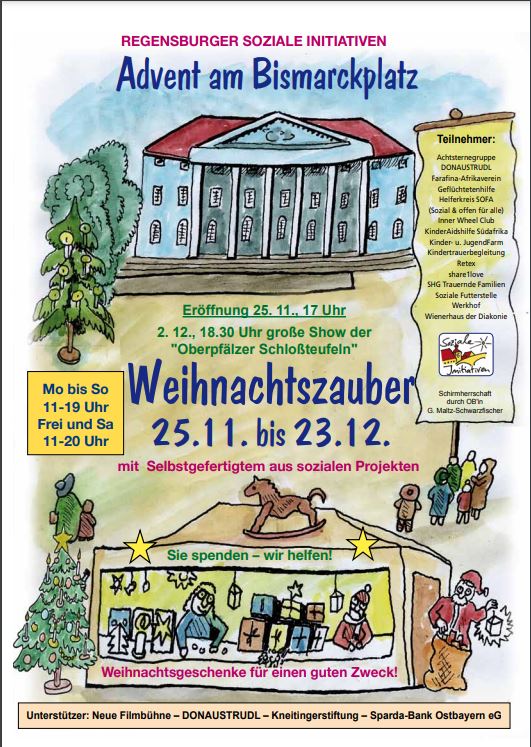 Weihnachtsmarkt vom 25.11-23.12.2022 auf dem Bismarckplatz Regensburg